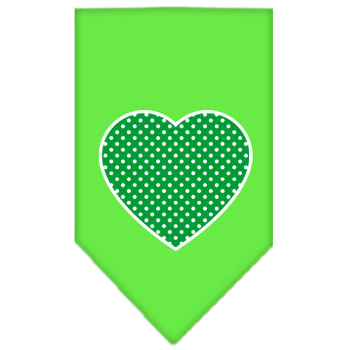 Green Swiss Dot Heart Screen Print Bandana Lime Green Small